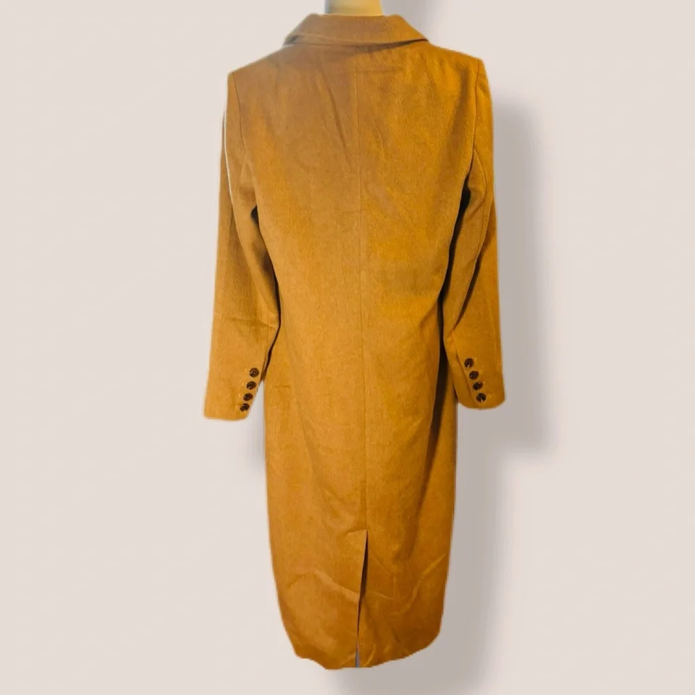 Abound Camel Wool Blend Double-Breasted Maxi Coat - Size Small - Picture 5 of 10